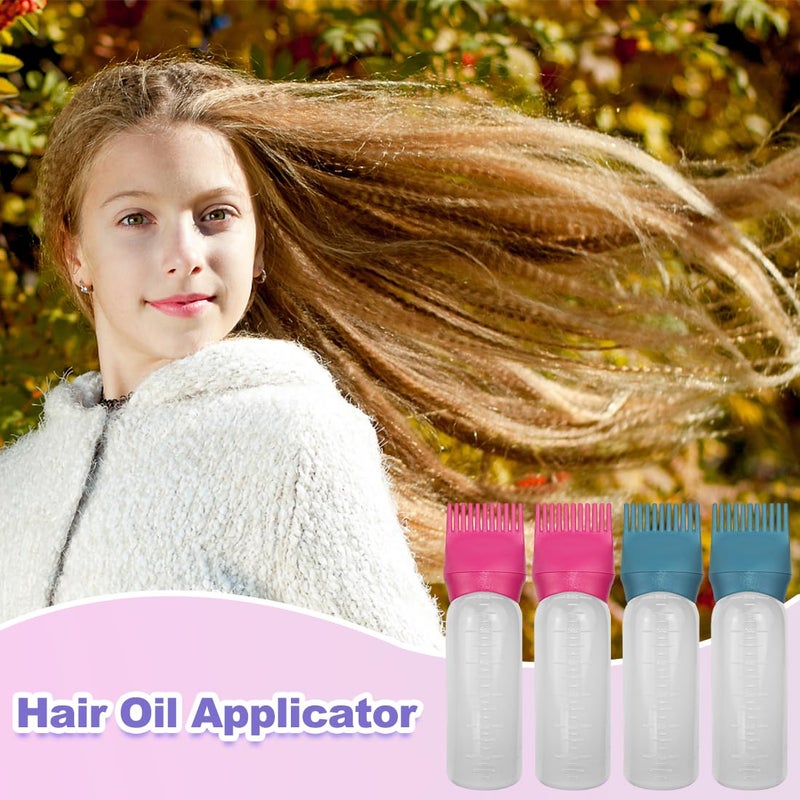 ELANE 4 Pack Hair Oiler Comb Bottle,Root Comb Applicator Bottle for Hair Oil Scalp Hair Oiling Applicator(Red+Green) - Image 4